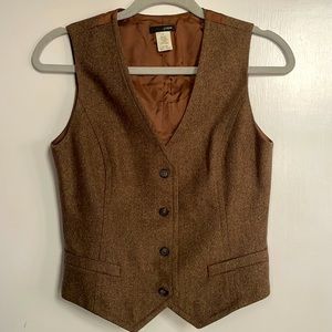 J. Crew vintage brown wool donegal vest, c2003, size 2/XS